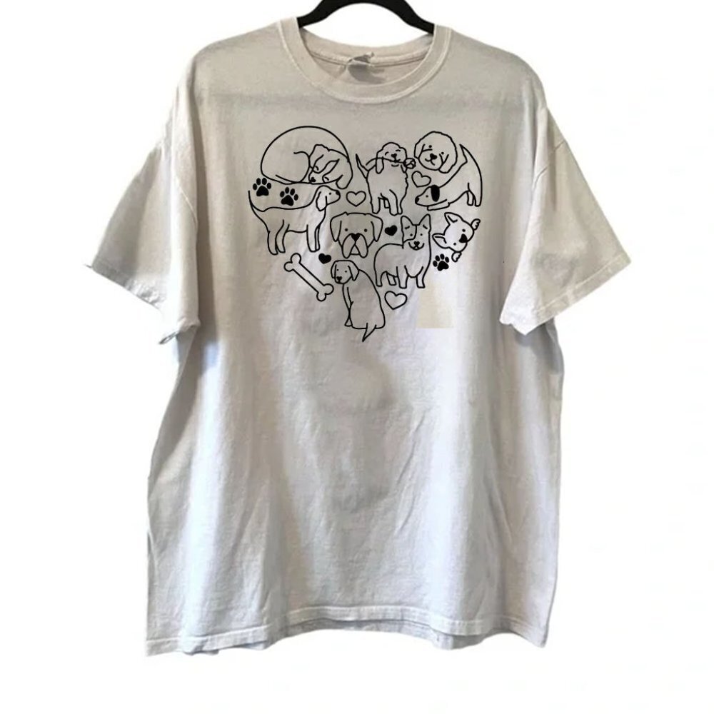 Dog Heart Paw Cute Pet Lover Minimal Graphic Unisex T-Shirt